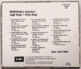 Memorable Ghazals Jagjit Singh Chitra Singh audio cd