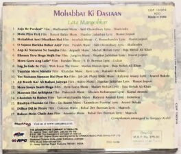 Mohabbat Ki Dastaan Hindi Audio Cd By Lata Mangeshkar
