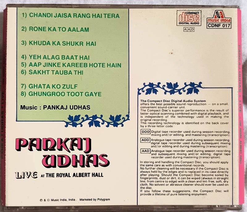 Pankaj Udhaz Live The Royal Albert Hall Ghazal Audio cd