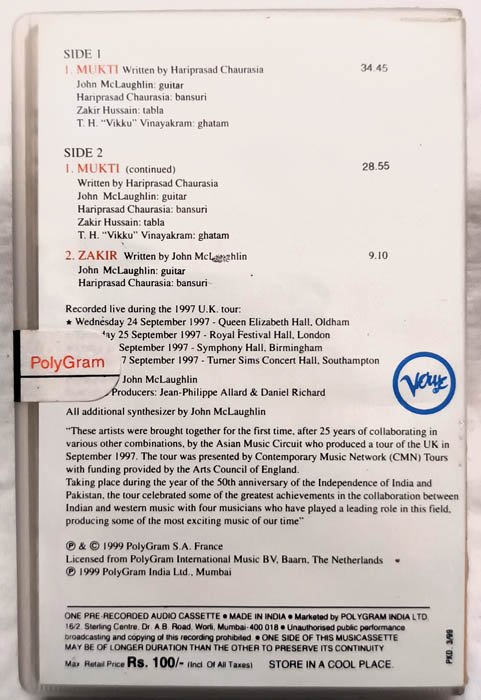 Remember Shakti Vol 1 & 2 Audio cassette