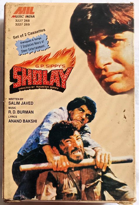 Sholay Dialogues & Songs Vol 1 & 2 Hindi Audio cassette Music R D Burman.