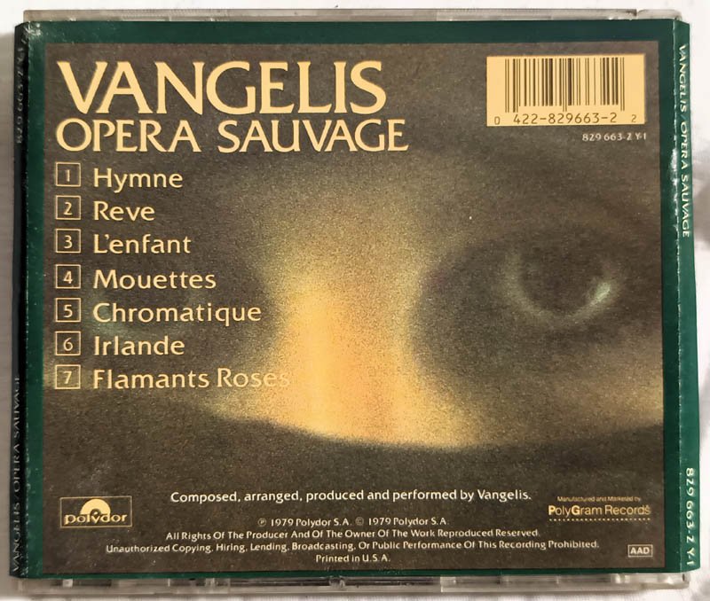 Vangelis Opera Sauvage Audio cd.