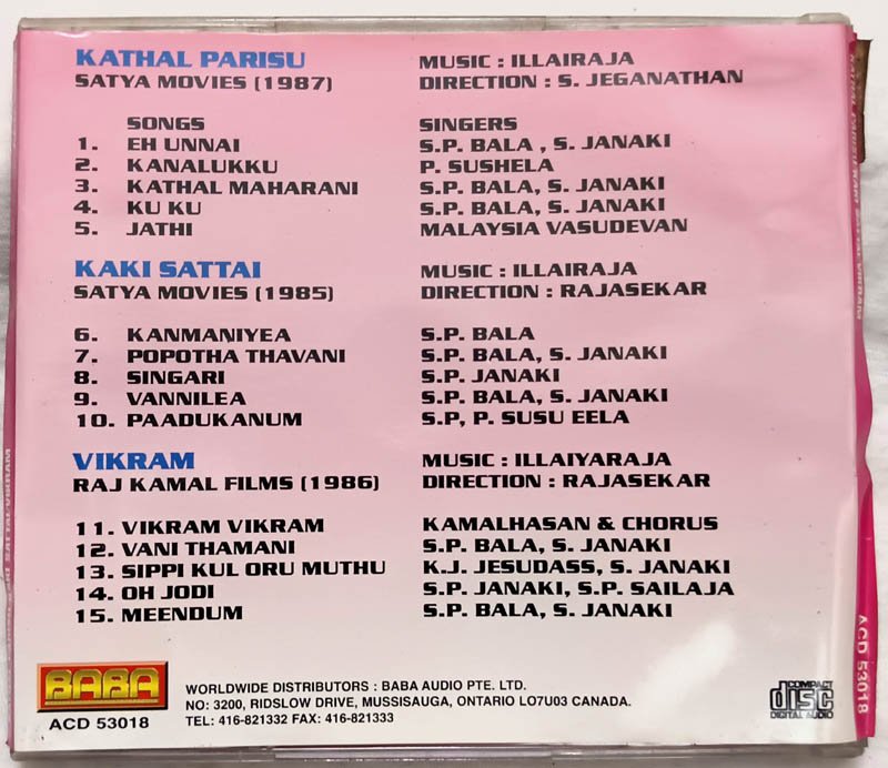 Vikram-Kathal Parisu-Kaki Sattai Tamil Audio Cd
