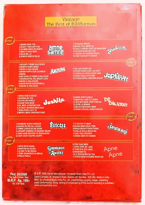 Vintage The Best of R D Burman Hindi Audio cd 5 cd Pack