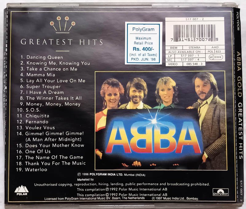 Abba Gold Greatest Hits Audio Cd