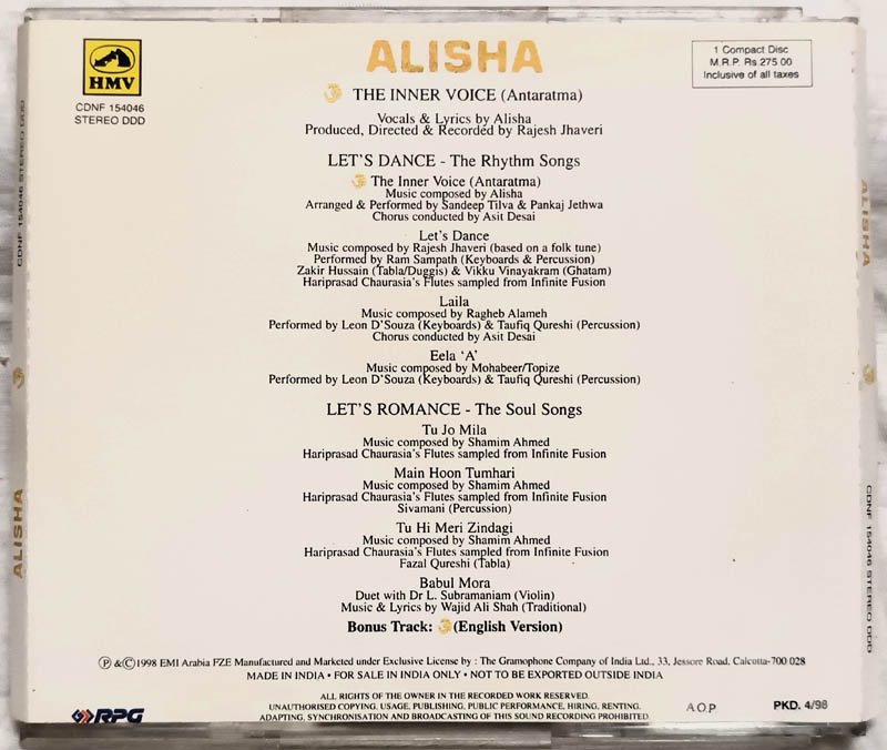 Alisha Hindi Audio Cd