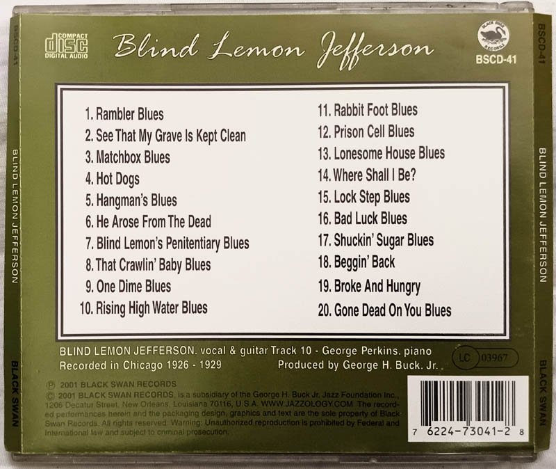 Blind Lemon Jefferson Audio cd
