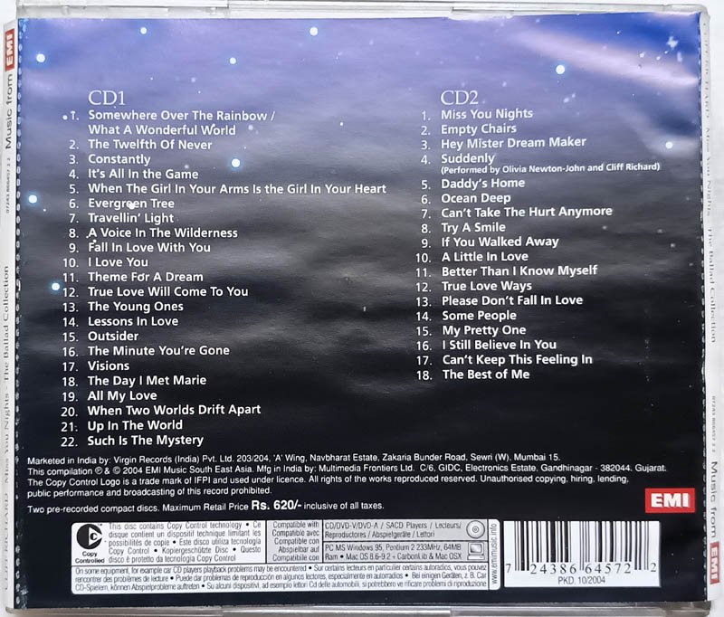Cliff Rechard Miss you nights the ballad Collection Audio cd