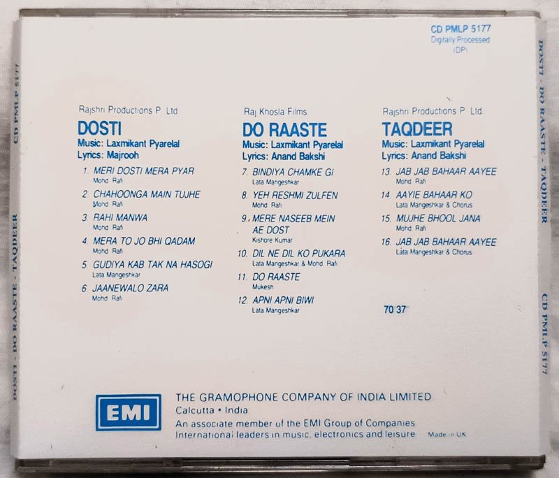 Dosti - Do Raaste Taqdeer Hindi Audio Cd