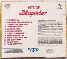 Hits of Bhupinder Hindi Audio cd