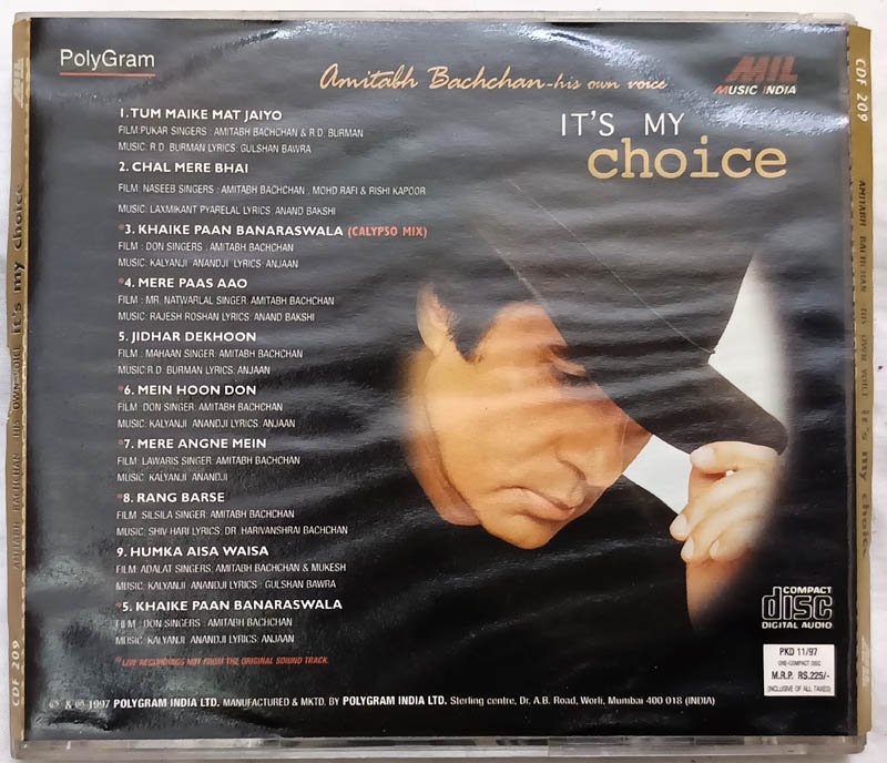 Its my Choice his own voice Amitabh Bachchan Hindi Audio cd