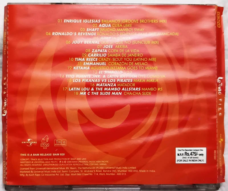 Latino Fire Audio cd