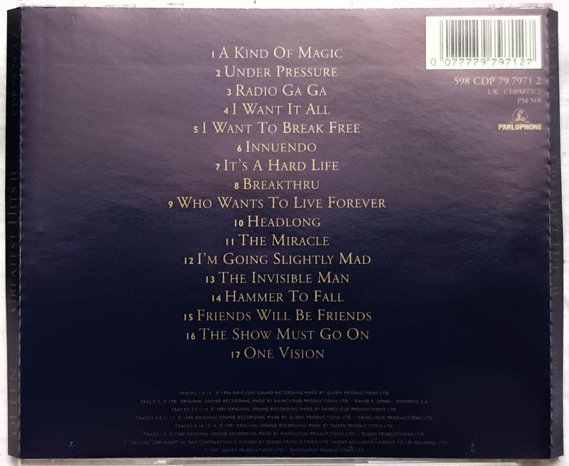 Queen Greatest Hits II Long Played Audio Cd