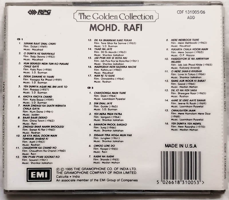 The Golden Collection Mohd Rafi Hindi Film Songs Audio CD...