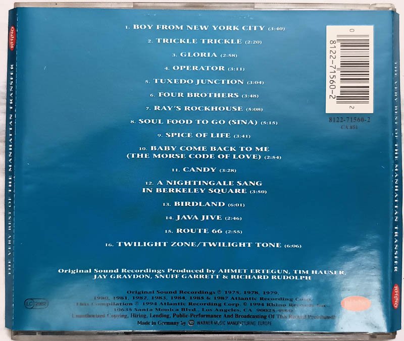 The very best of The Manhatan Transfer Audio cd