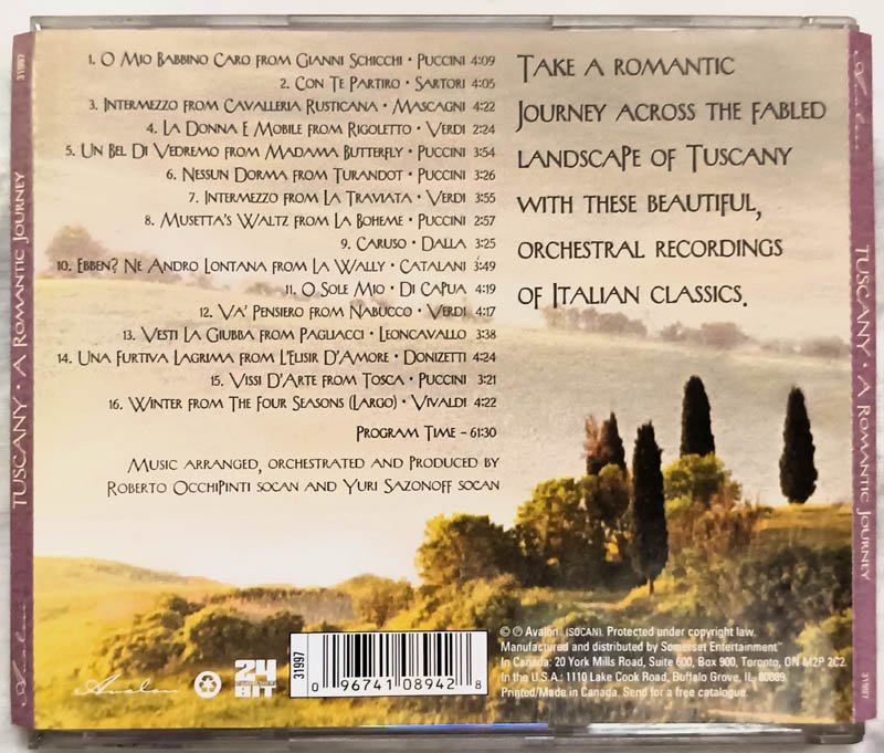 Tuscany A Romantic Journey Audio cd