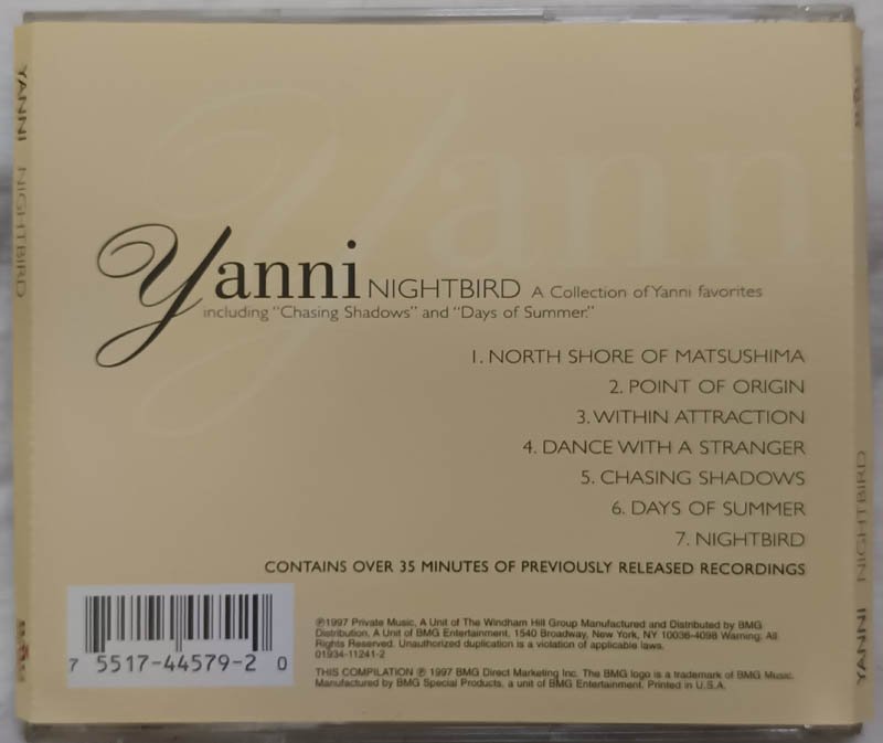 Yanni Night Bird The Encore Collection Audio Cd
