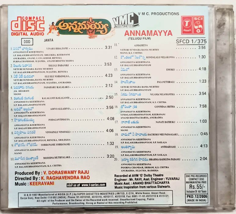 Annamayya Telugu Film Audio Cd