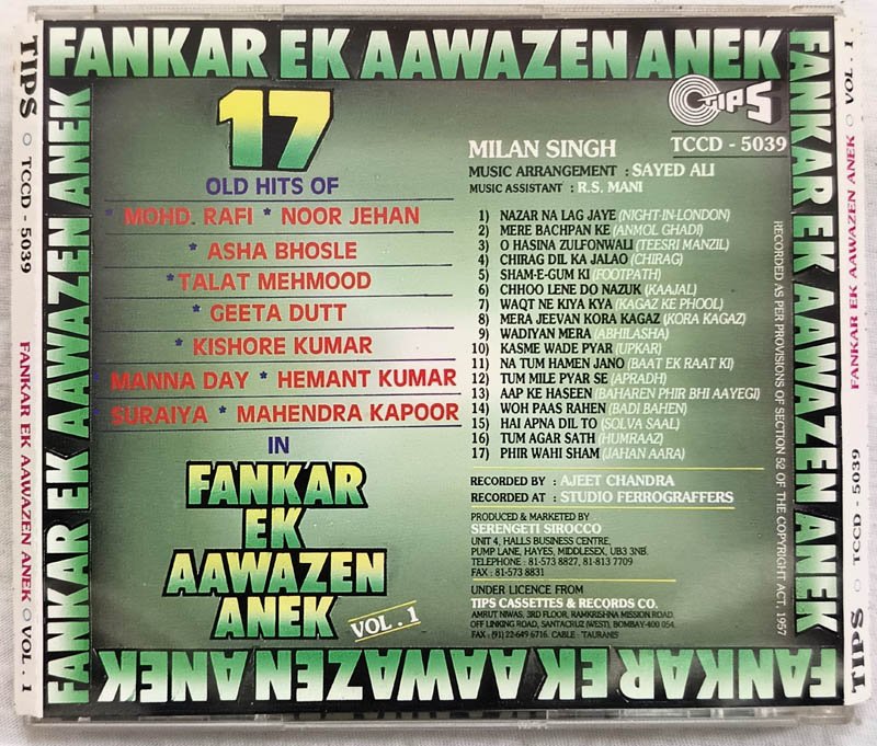 Fankar Ek Aawazen Anek Vol 1 Hindi Audio cd