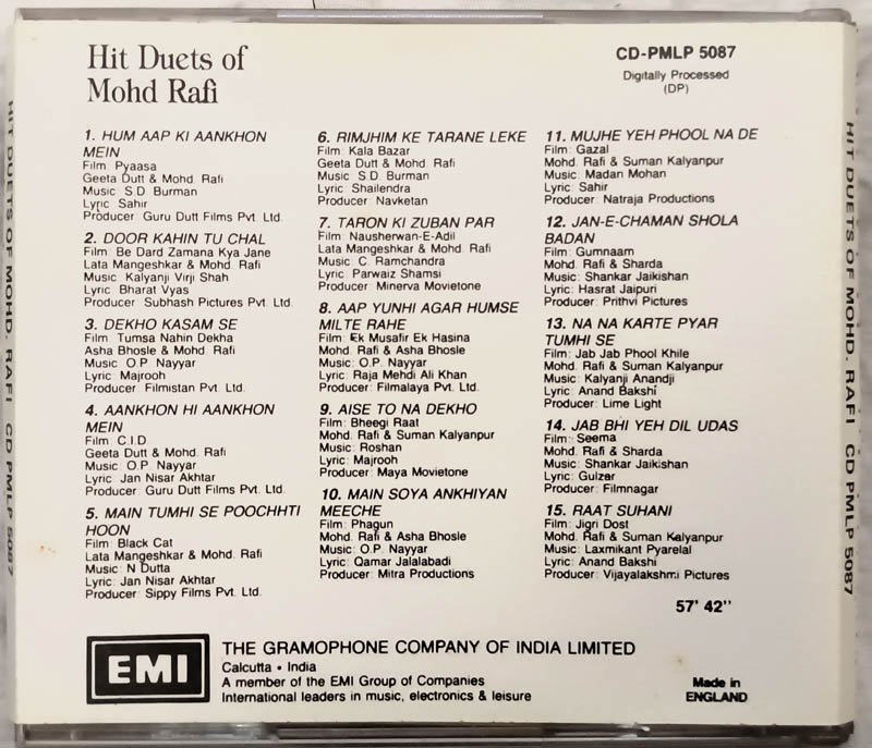 Hit Duets of Mohd Rafi Hindi Audio cd