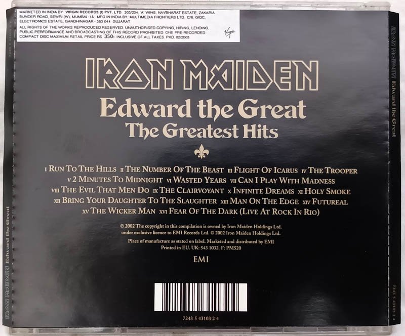 Iron Maiden Edward The Great Audio cd