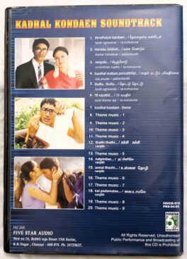 Kadhal Kondaen 20 Track Tamil Audio Cd