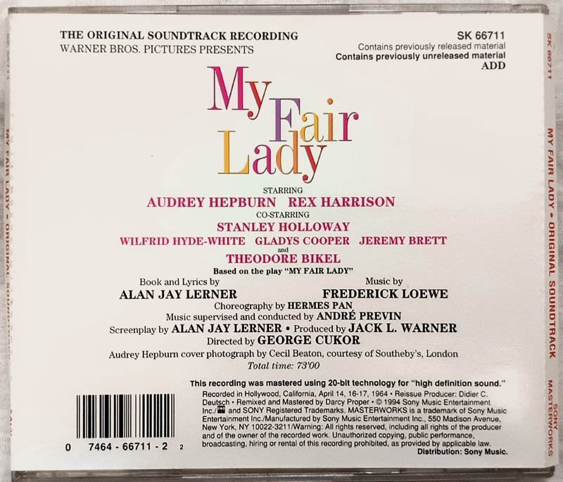 My Fair Lady Andrey Hepborn & Rex Harrison Audio cd