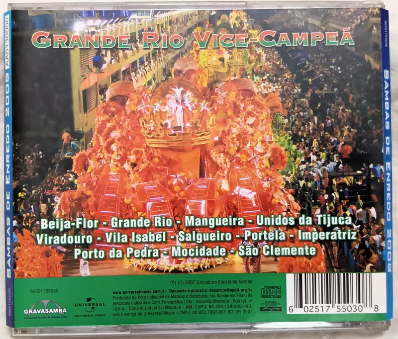 Sambas De Enredo 2008 Beija Flor Campea Audio cd