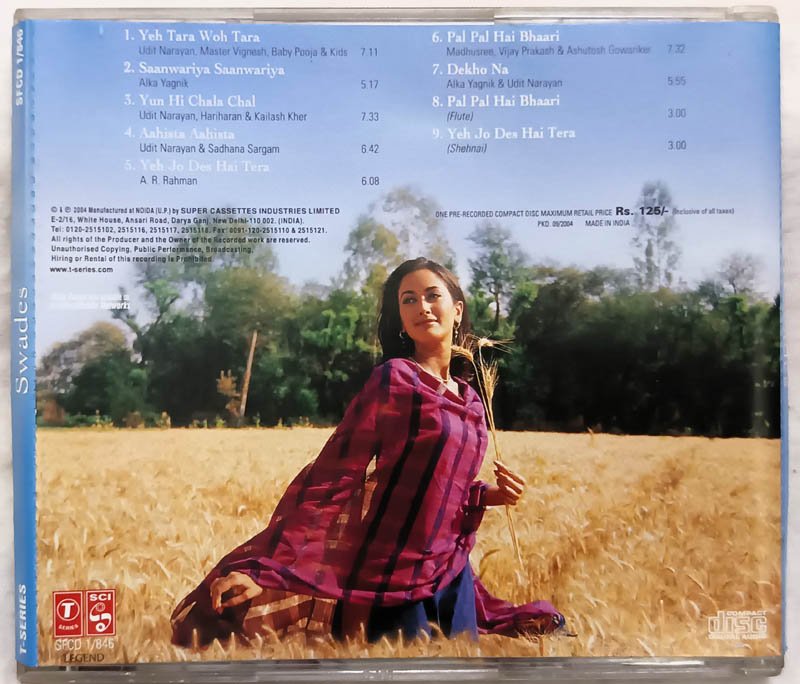 Swades Hindi Audio Cd By A.R.Rahman