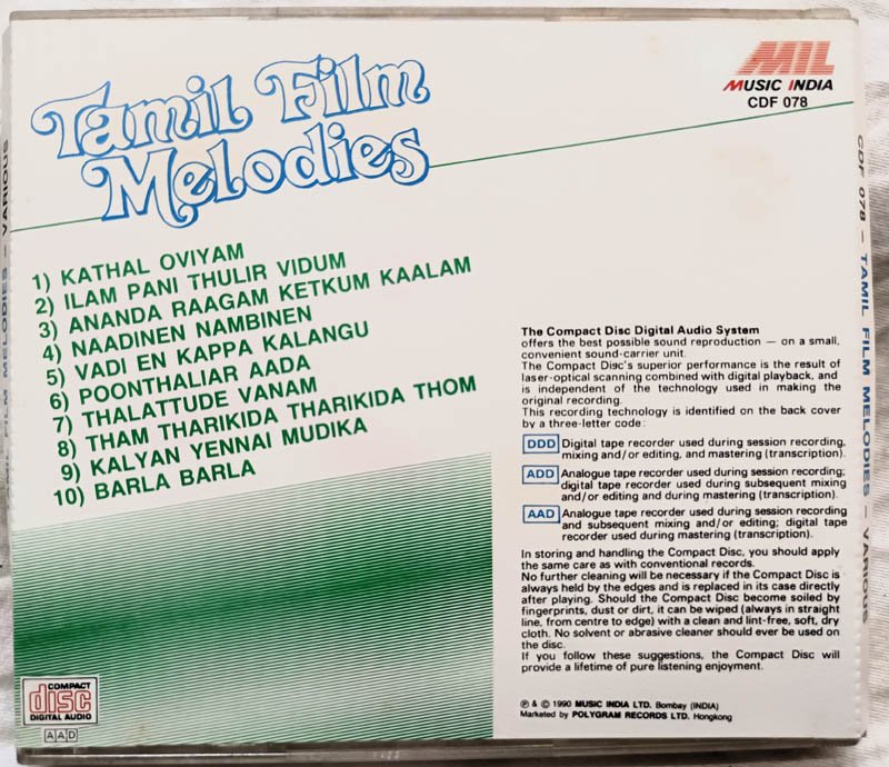Tamil Film Melodies Audio cd