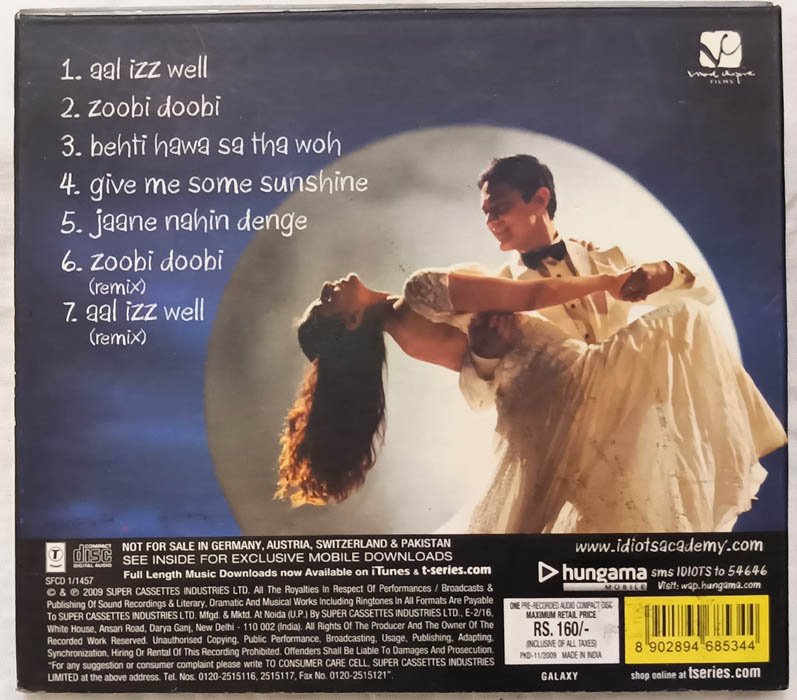 3 Idiots Audio CD By Shantanu Moitra