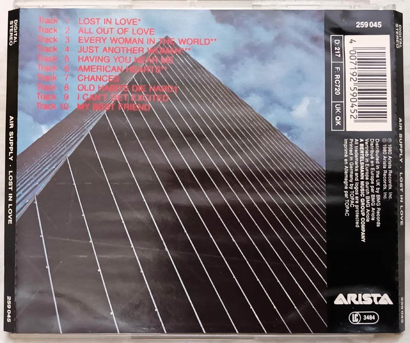 Air Supply Lost in love Audio cd.