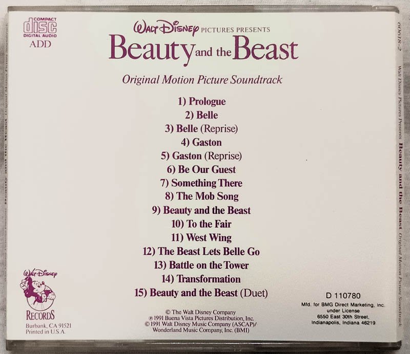 Beauty and the Beast Soundtrack Audio cd.