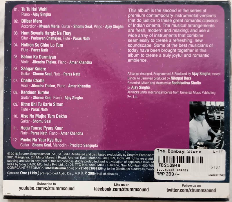 Bollywood Love Instrumentals 2 Hindi Audio Cd