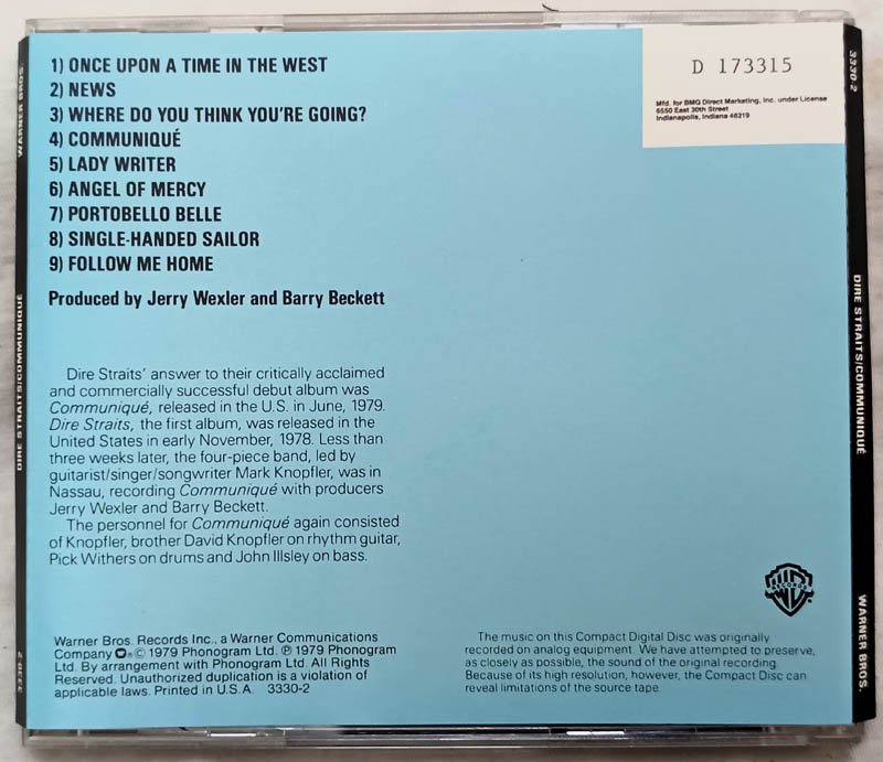 Dire Straits Communique Audio cd.