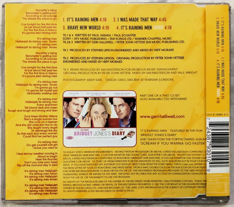 Geri Halliwell Its Raining Men Audio cd