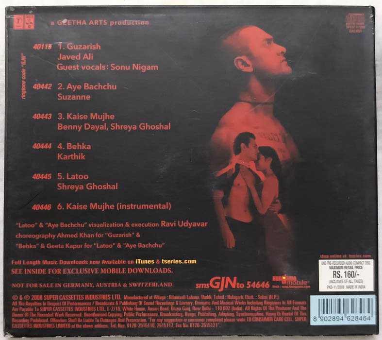 Ghajini Hindi Audio Cd by A R Rahman