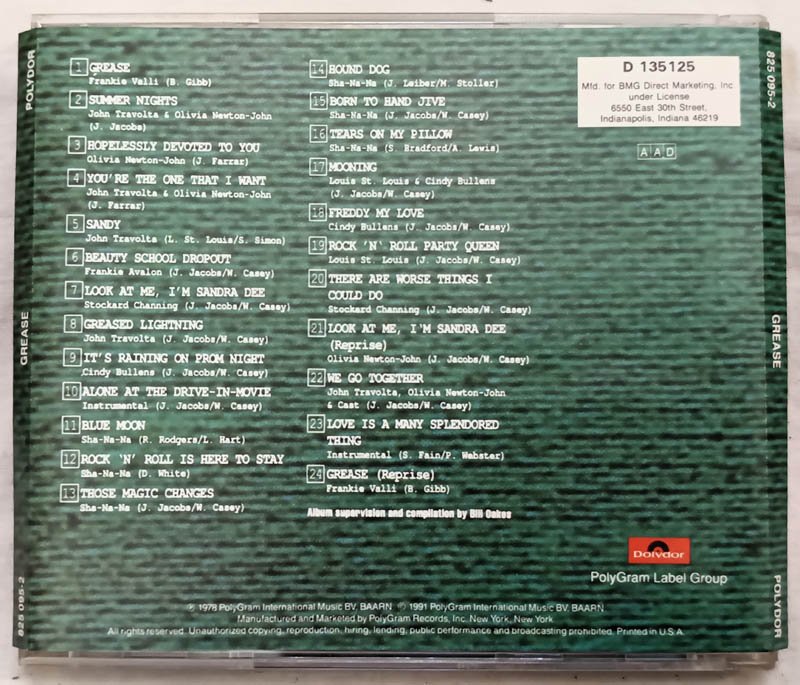 Grease Soundtrack Audio CD