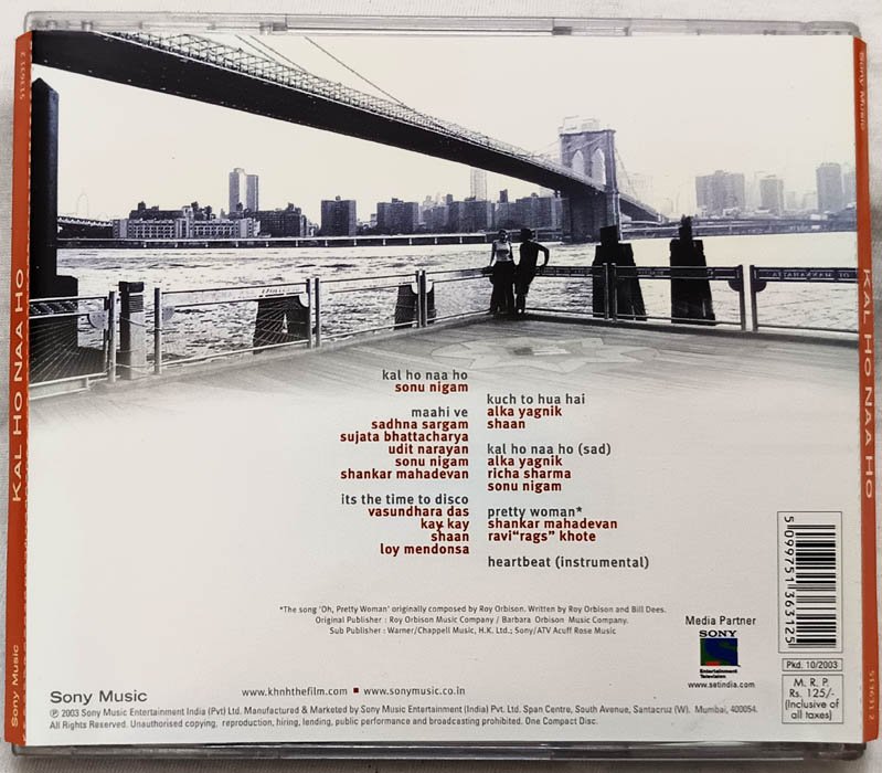 Kal Ho Naa Ho Hindi Audio Cd By Shankar Ehsaan Loy.
