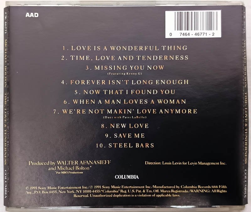 Michael Bolton Time Love and Tenderness Audio CD.