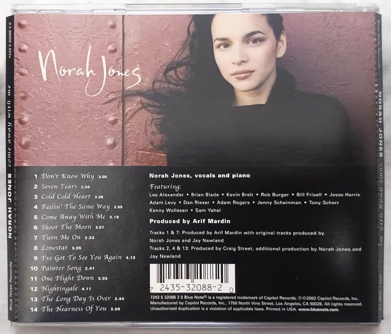 Norah Jones Come Away With Me English Audio Cd.
