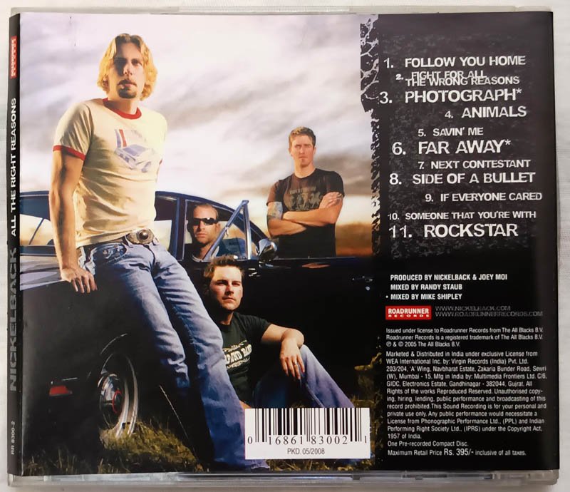Nickelback All the Right Reasons Audio cd.