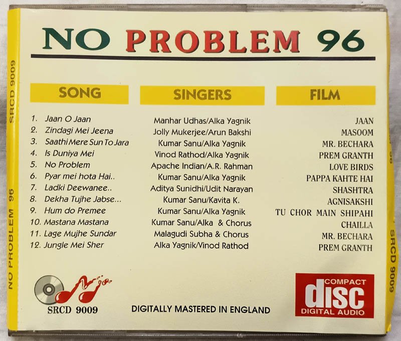 No problem 96 Hindi Audio cd