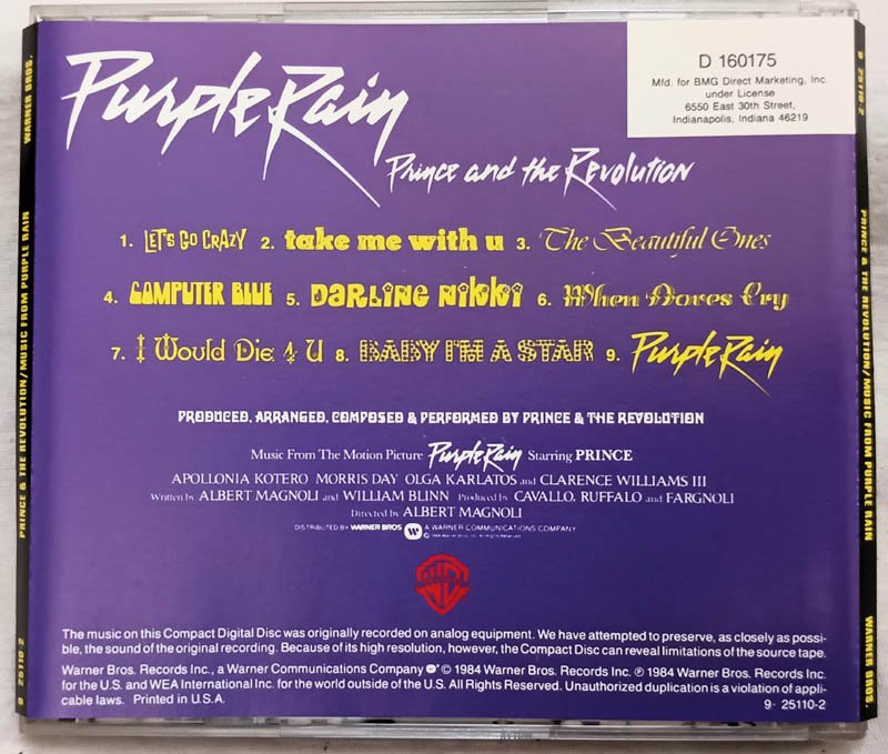 Purple Rain Prince and The Revolution Audio cd