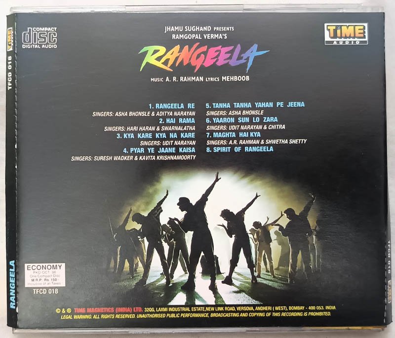 Rangeela Hindi Audio Cd By A R Rahman.