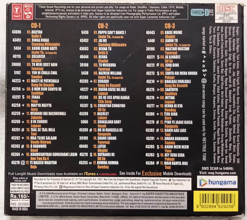 Signature Collection A R Rahman Hindi Audio cd.