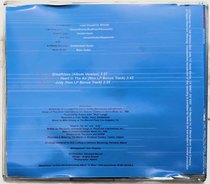 The Corrs Breathless Audio cd.