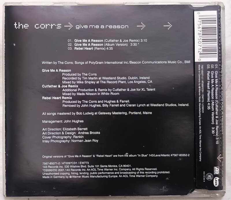 The Corrs Give me Reason Audio cd.