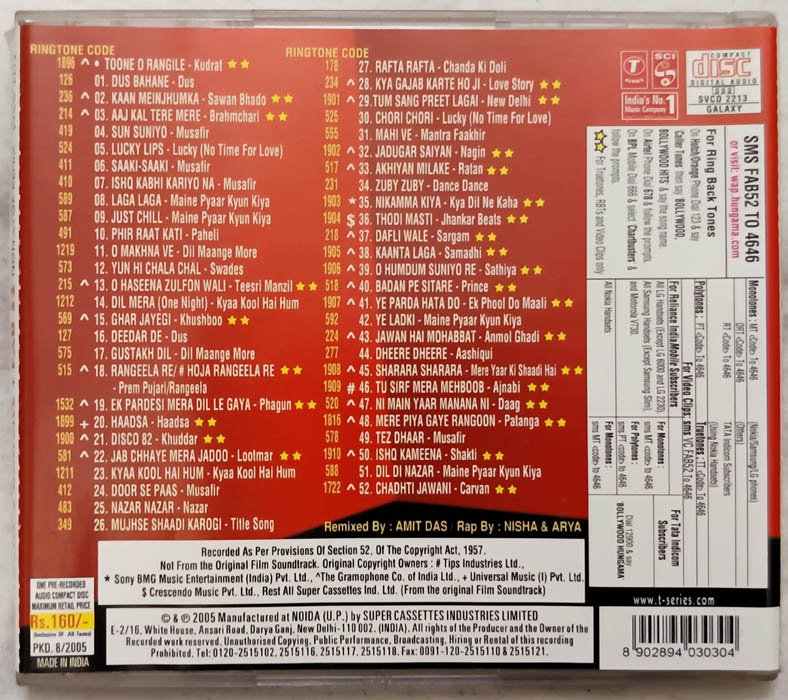 Toone O Rangile Fab Noon Stop Remix Audio cd.