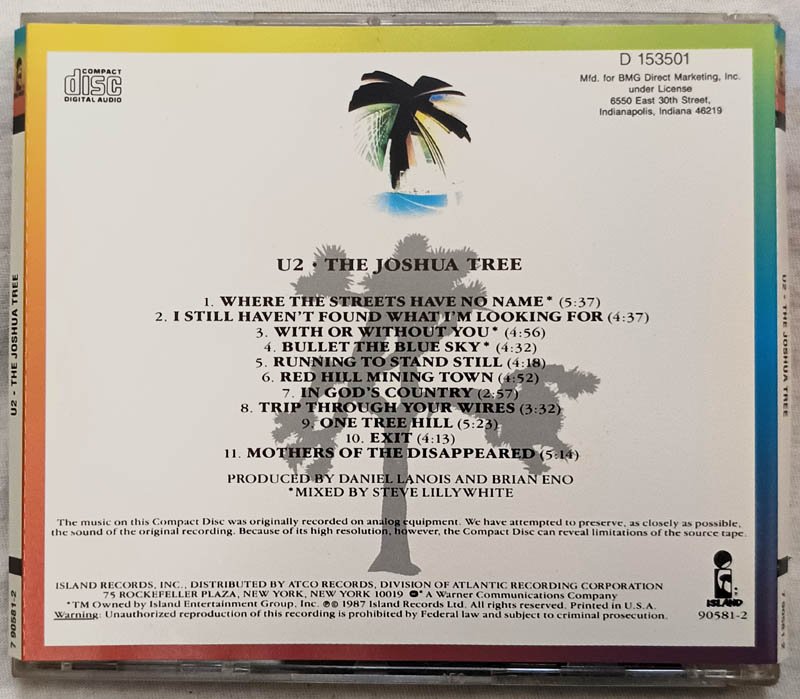 U2 The Joshua Tree Album Audio cd.